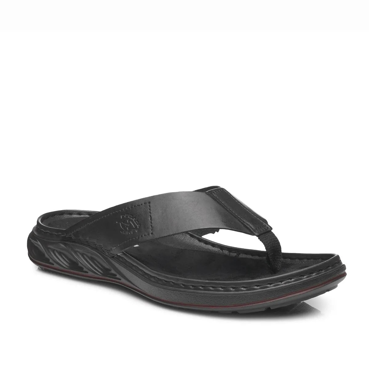 SANDALIAS OJOTAS PEGADA DE CUERO NEGRAS (HOMBRE) | 134103 - 05 PEGADA 39 - CalzadosPaola