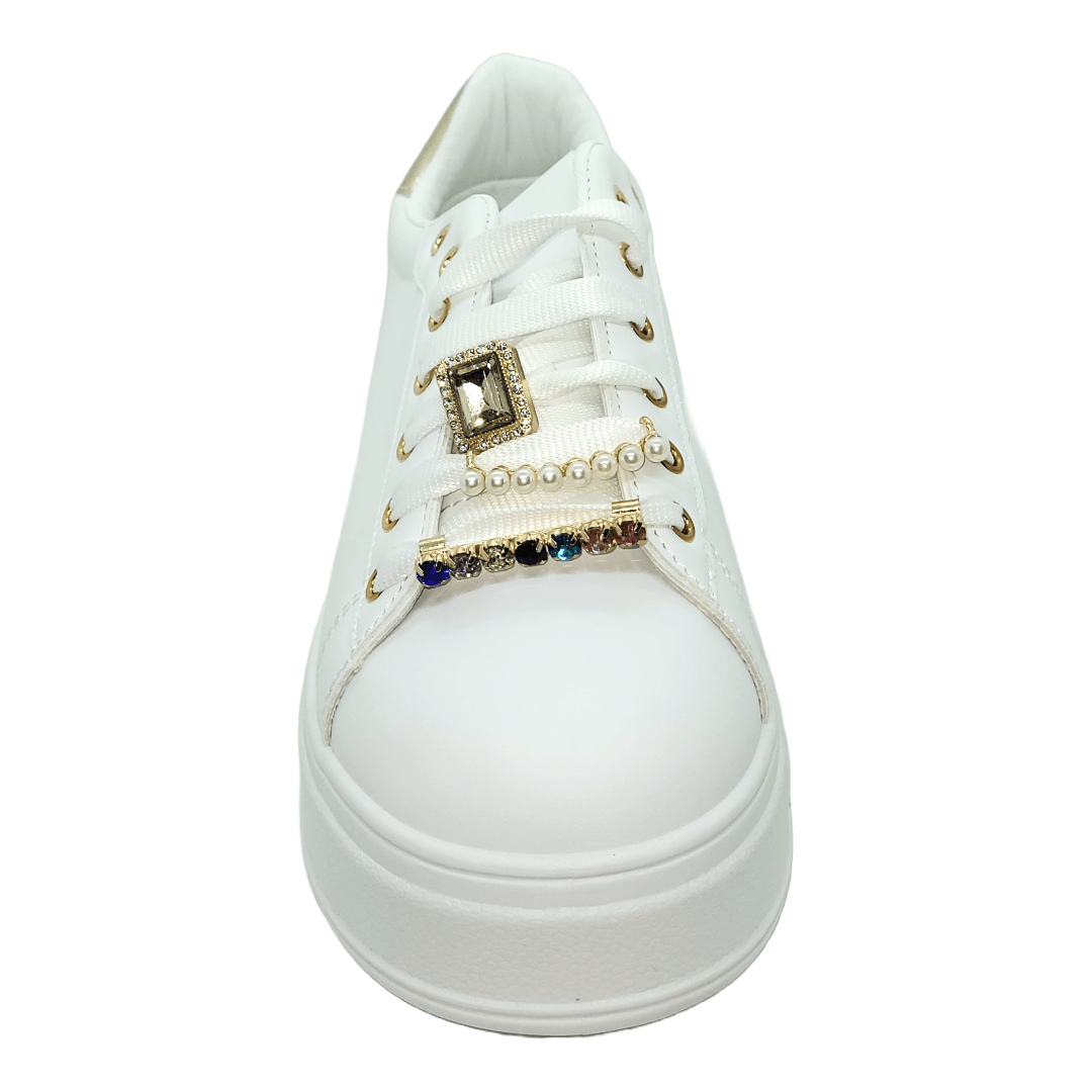 ZAPATILLAS WEIDE BLANCO/DORADO | ZW03 WEIDE 36 - CalzadosPaola