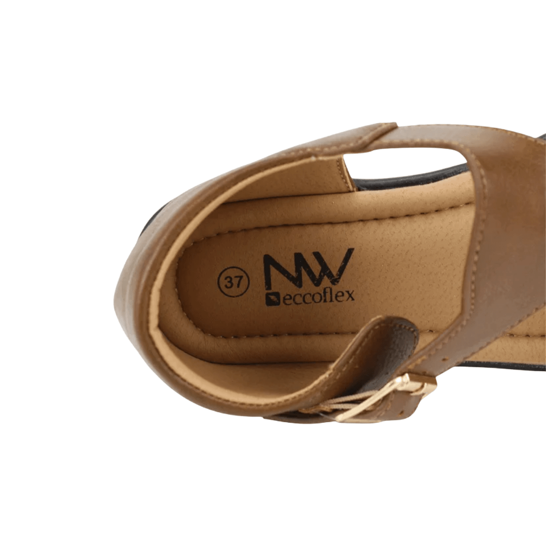 SANDALIAS NEW WALK BROCHE REPTIL CAFÉ MUJER | FQT296 - 40 NEW WALK 35 CL / 22 CM - CalzadosPaola