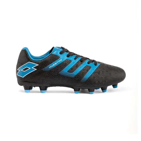 ZAPATILLAS FÚTBOL LOTTO MAESTRO FG NEGRO/CELESTE ADULTO J0438 LOTTO 46 - CalzadosPaola