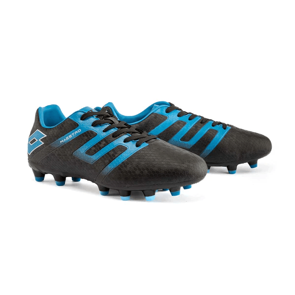ZAPATILLAS FÚTBOL LOTTO MAESTRO FG NEGRO/CELESTE ADULTO J0438 LOTTO 46 - CalzadosPaola