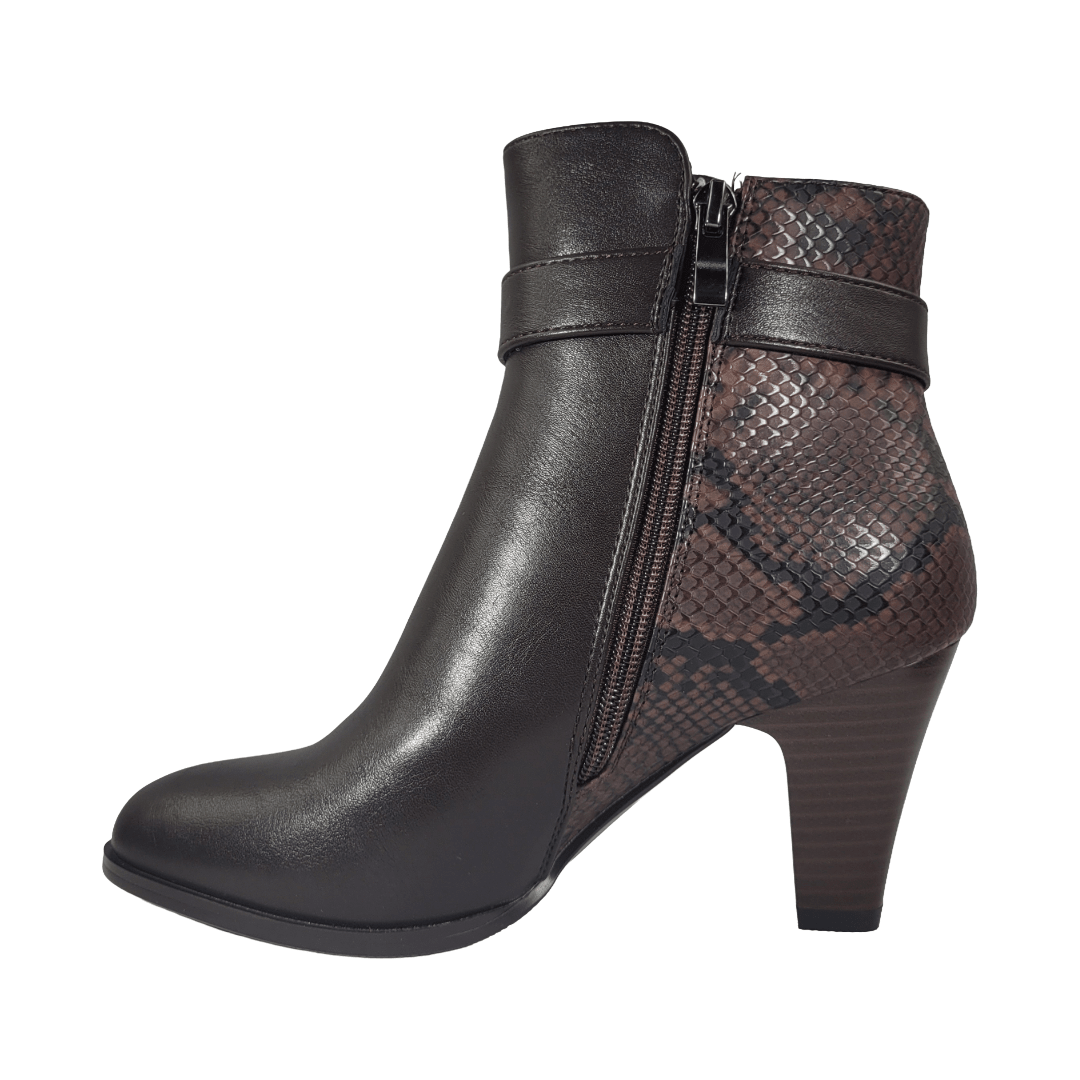 BOTINES BONNY FRANCO CAFÉ SNAKE MUJER | 275 - 0554 BONNY FRANCO 35 CL / 23.3 CM - CalzadosPaola