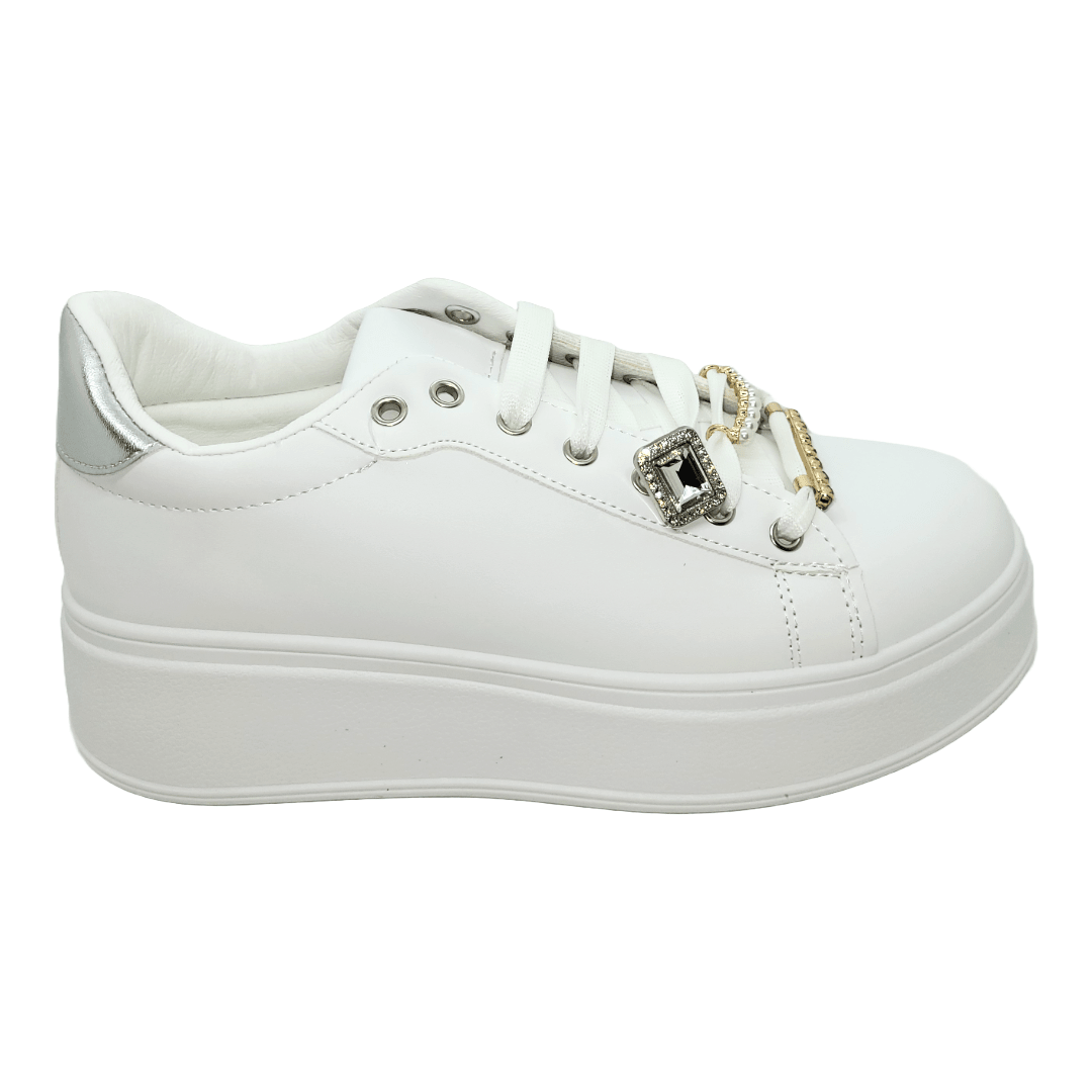 ZAPATILLAS URBANAS WEIDE BLANCO/PLATEADO MUJER | ZW03 WEIDE 36 - CalzadosPaola