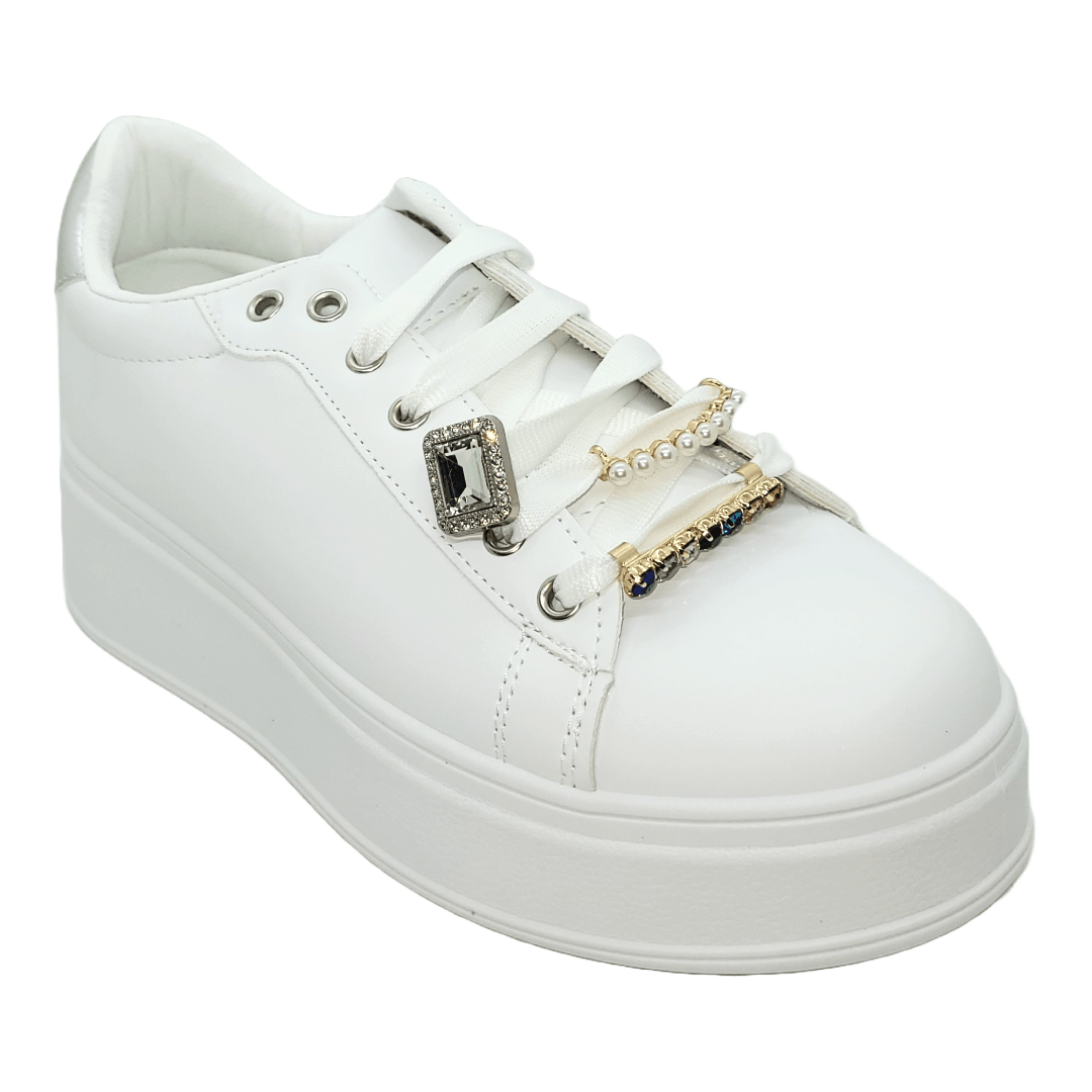 ZAPATILLAS URBANAS WEIDE BLANCO/PLATEADO MUJER | ZW03 WEIDE 36 - CalzadosPaola