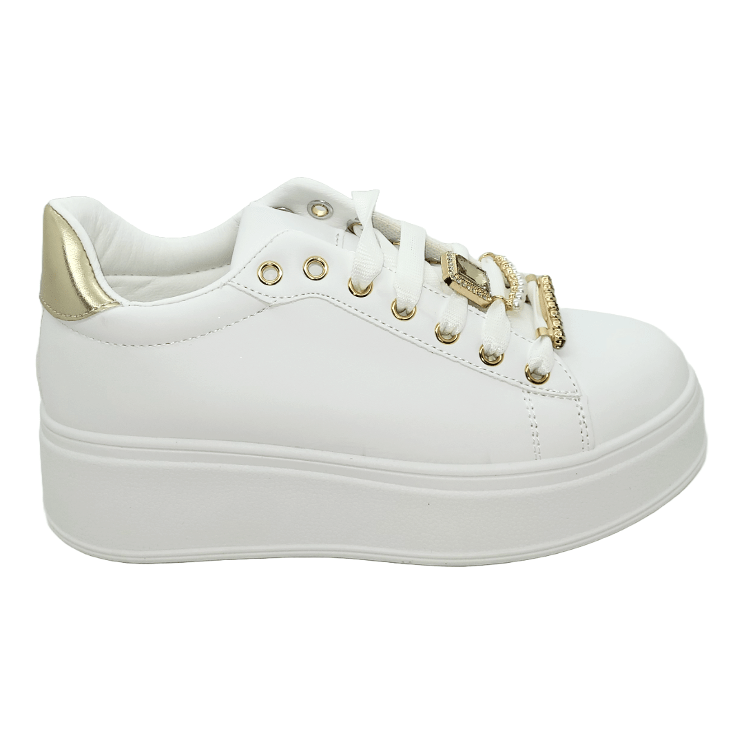ZAPATILLAS WEIDE BLANCO/DORADO | ZW03 WEIDE 36 - CalzadosPaola