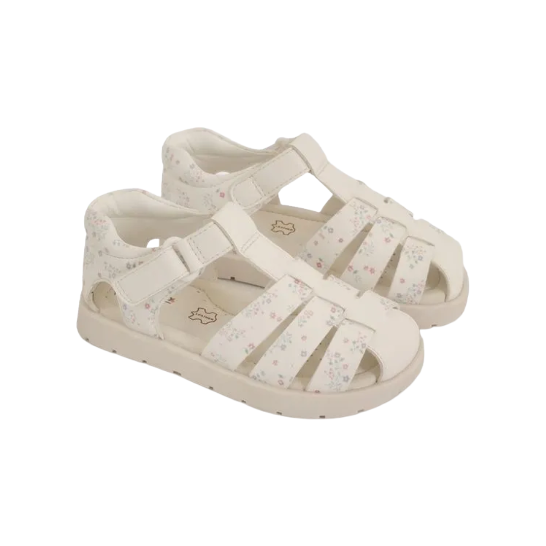 SANDALIAS COLLOKY CANGREJERA BLANCA CON FLORES BEBÉS | 430402