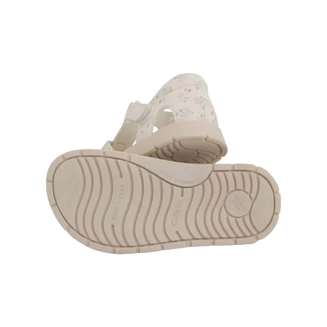 SANDALIAS COLLOKY CANGREJERA BLANCA CON FLORES BEBÉS | 430402