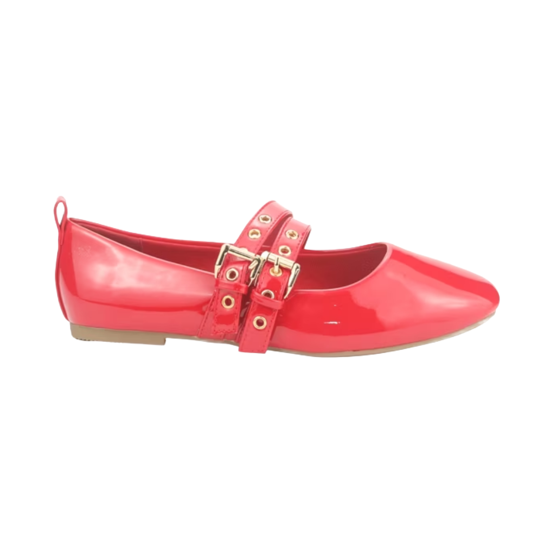 BALLERINAS CHALADA ROJO CHAROL MUJER 5-MIU-3