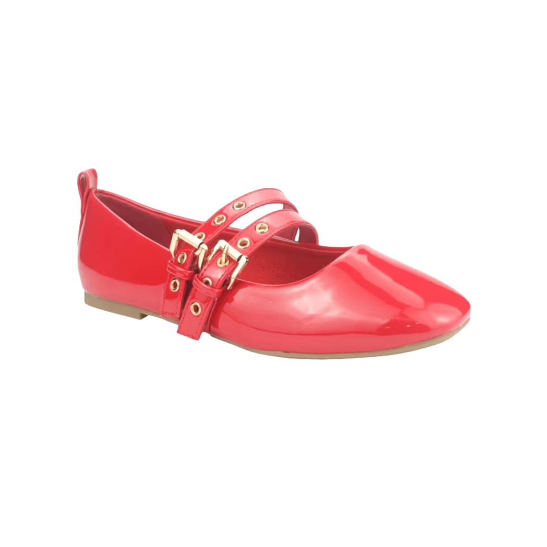 BALLERINAS CHALADA ROJO CHAROL MUJER 5-MIU-3