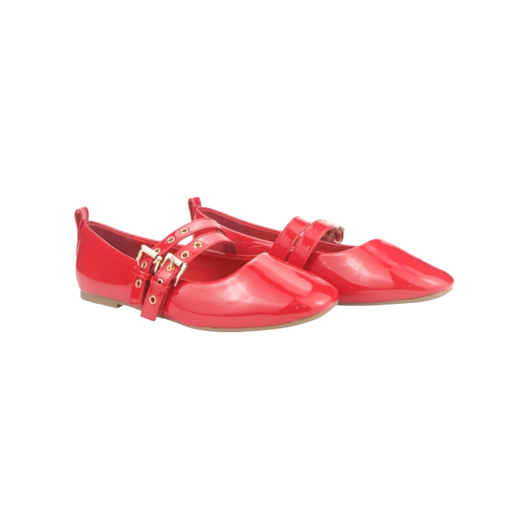 BALLERINAS CHALADA ROJO CHAROL MUJER 5-MIU-3